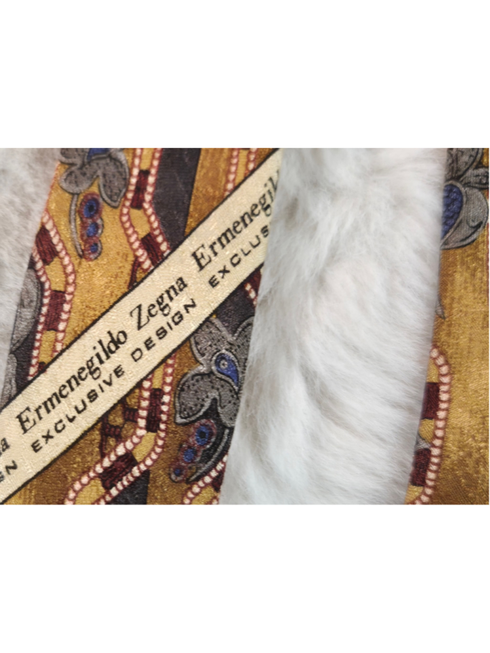 Ermenegildo Zegna Tie Vintage Gold Floral Geometric Silk 4" Wide Quiet Luxury - Picture 9 of 11